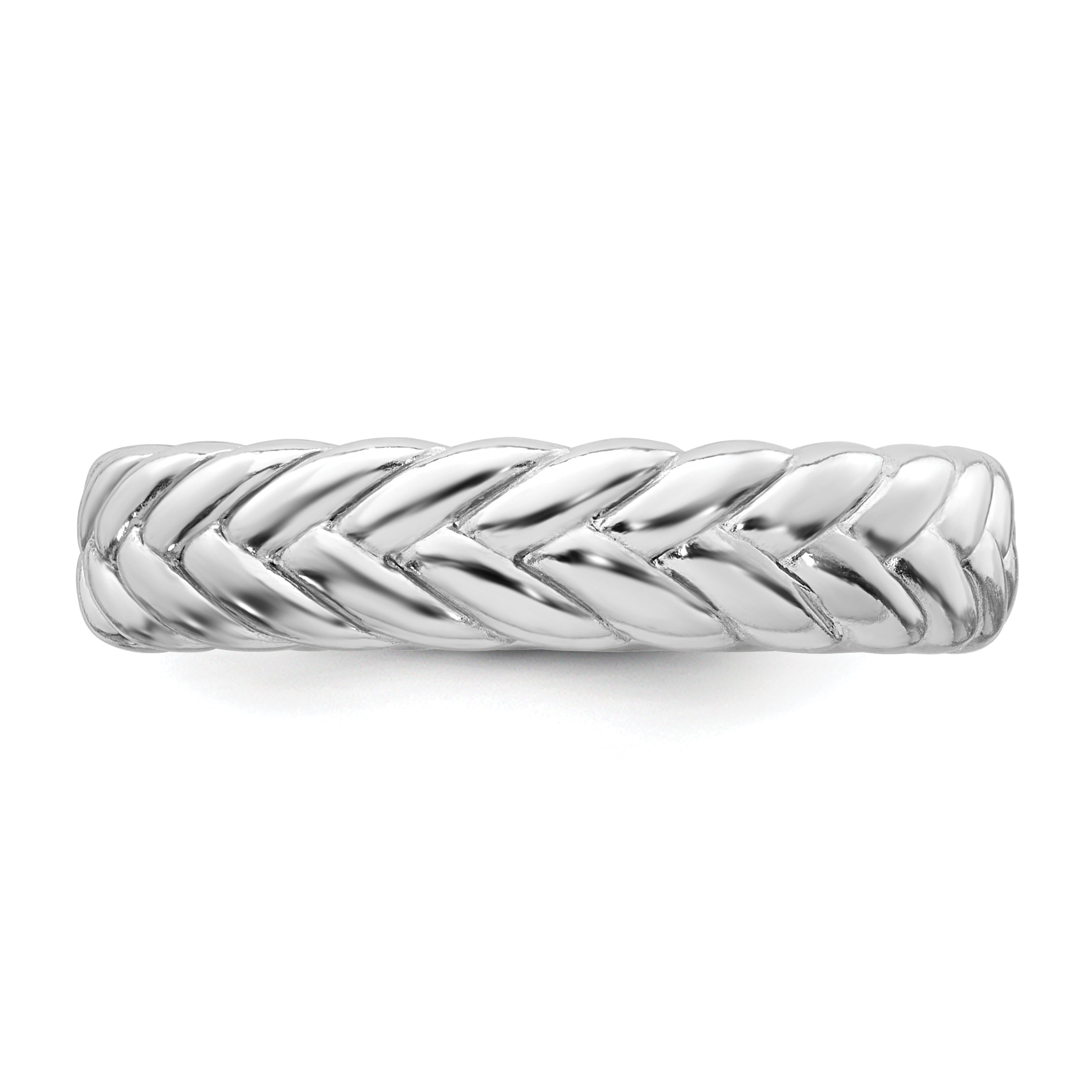 Sterling Silver Rhodium-plated Polished and Braided 5.00mm Band Size 8 Ring