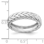 Sterling Silver Rhodium-plated Polished and Braided 5.00mm Band Size 8 Ring
