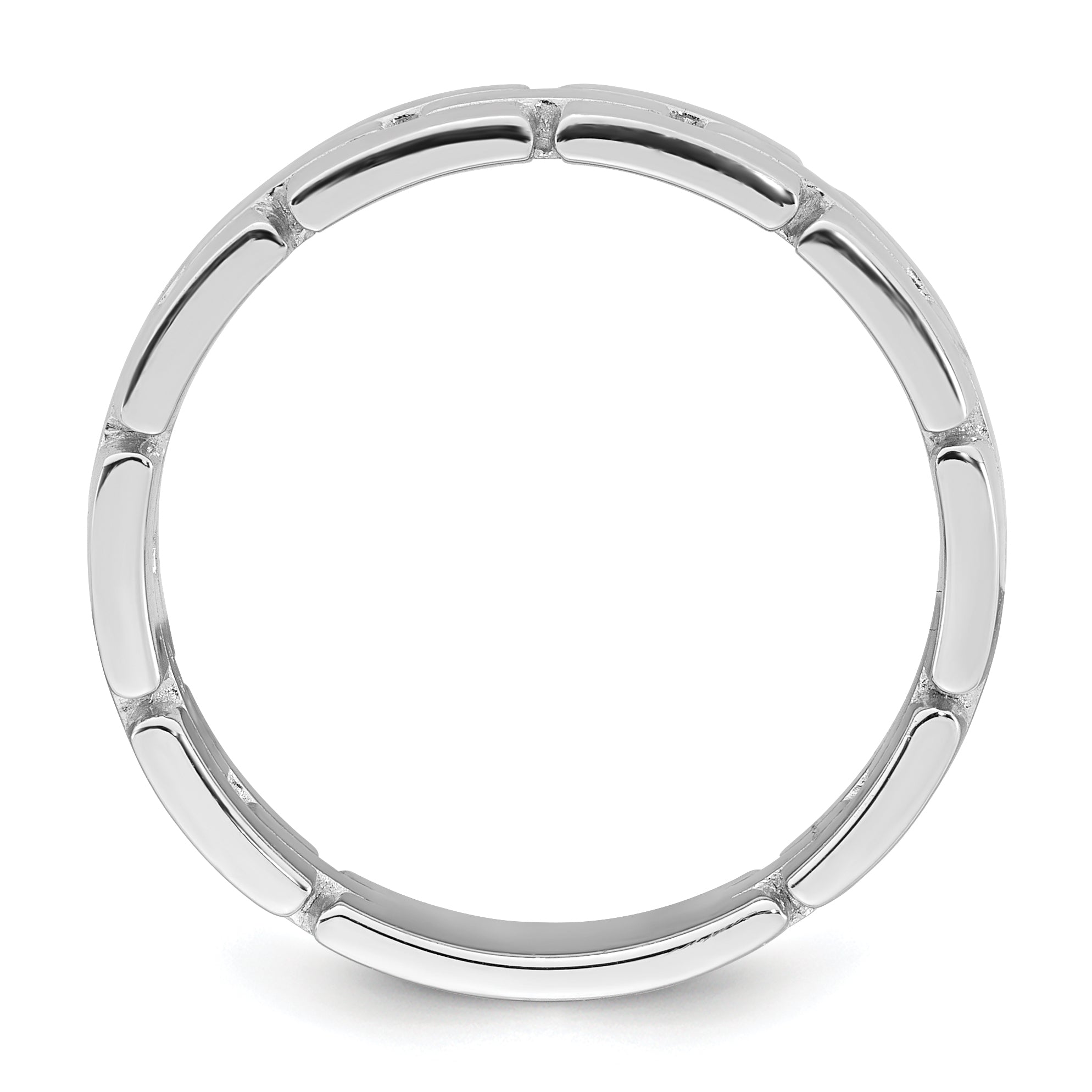 Sterling Silver Rhodium-plated Polished 5.8mm Brick Pattern Size 6 Ring Secondary image
