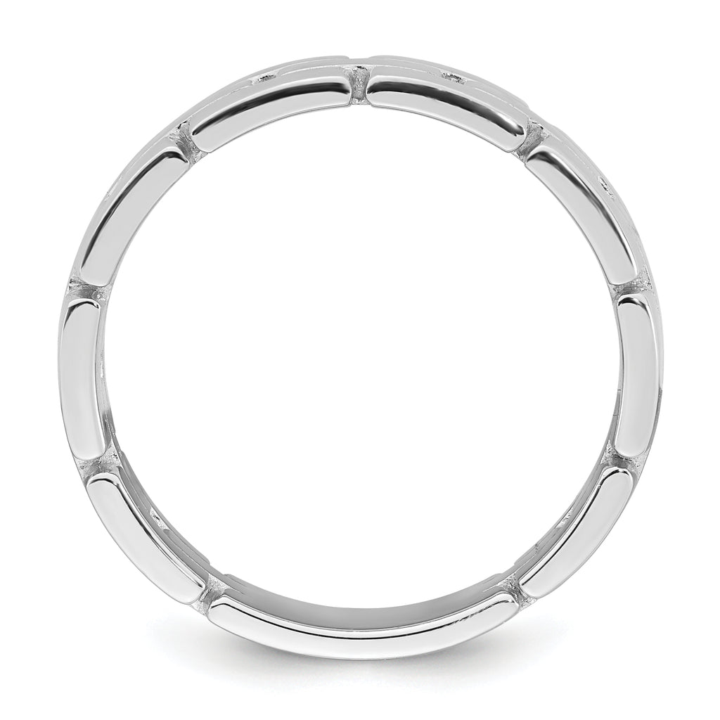 Sterling Silver Rhodium-plated Polished 5.8mm Brick Pattern Size 8 Ring