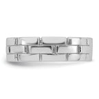 Sterling Silver Rhodium-plated Polished 5.8mm Brick Pattern Size 8 Ring