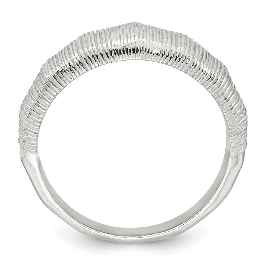 Sterling Silver Polished and Grooved Size 8 Ring