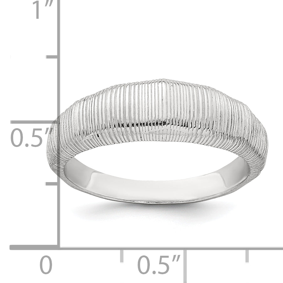 Sterling Silver Polished and Grooved Size 8 Ring
