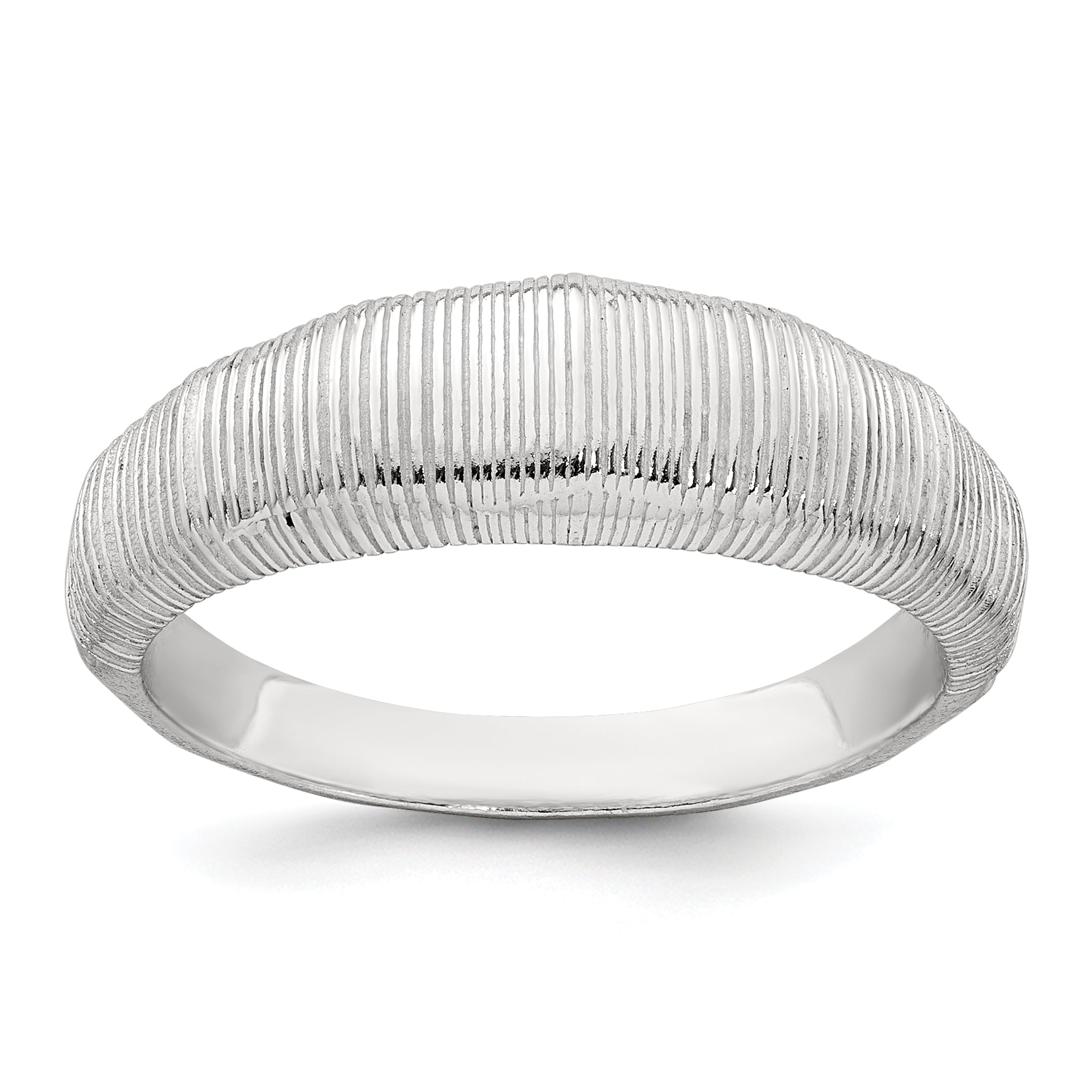 Sterling Silver Polished and Grooved Size 8 Ring Main image