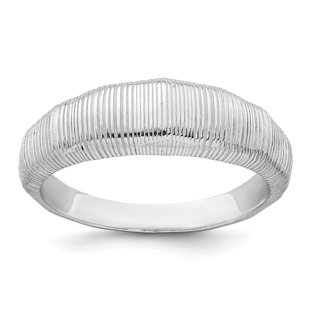 Sterling Silver Polished and Grooved Size 8 Ring