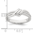 Sterling Silver Polished and Textured Fancy Twisted Size 8 Ring