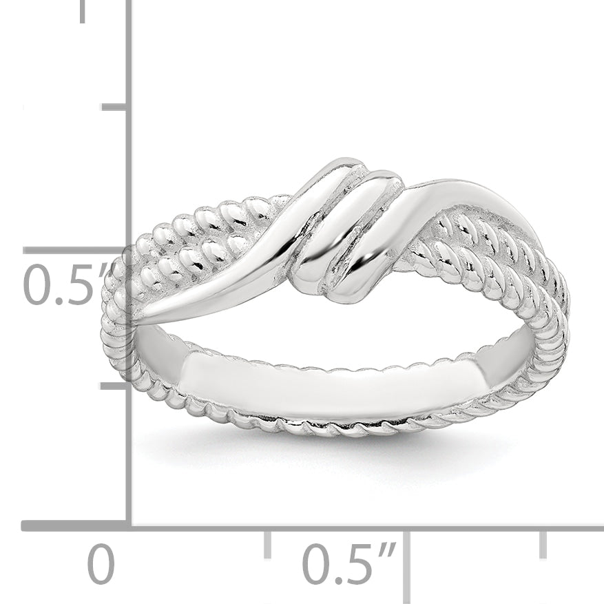 Sterling Silver Polished and Textured Fancy Twisted Size 8 Ring