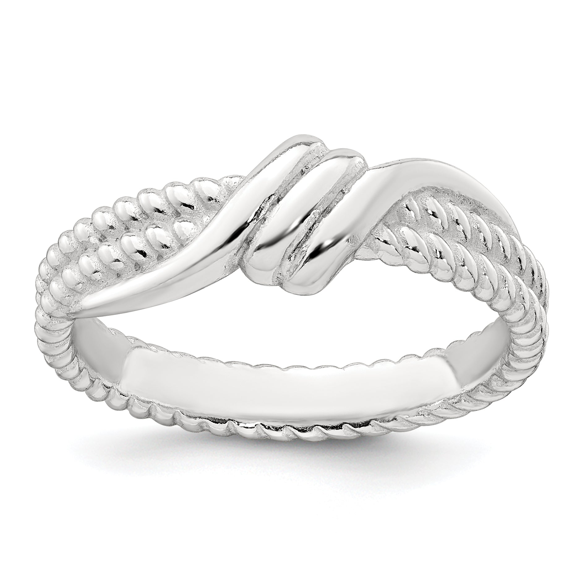 Sterling Silver Polished and Textured Fancy Twisted Size 8 Ring Main image