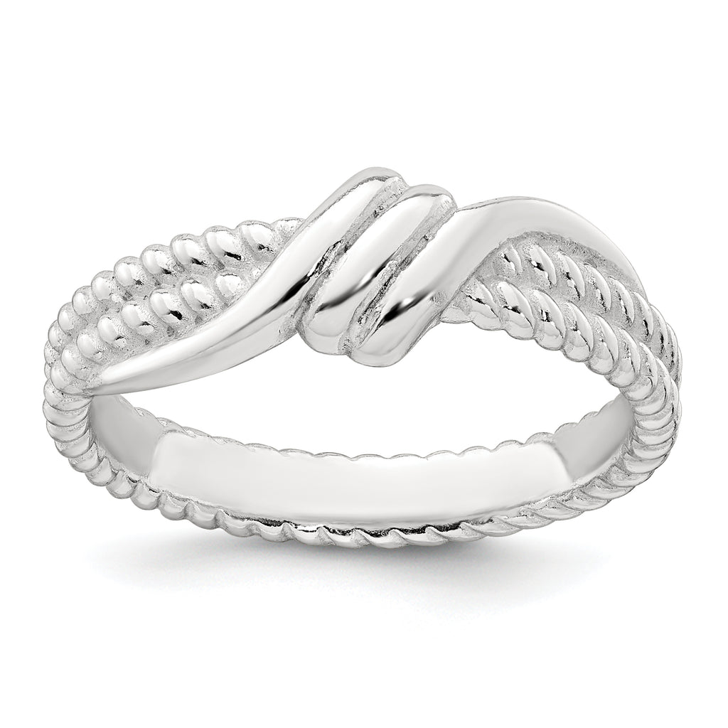 Sterling Silver Polished and Textured Fancy Twisted Size 8 Ring