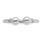 Sterling Silver Rhodium-plated Polished and Twisted CZ Ball End Size 8 Ring