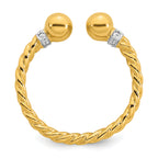 Sterling Silver Gold-plated Polished and Twisted CZ Ball End Size 8 Ring