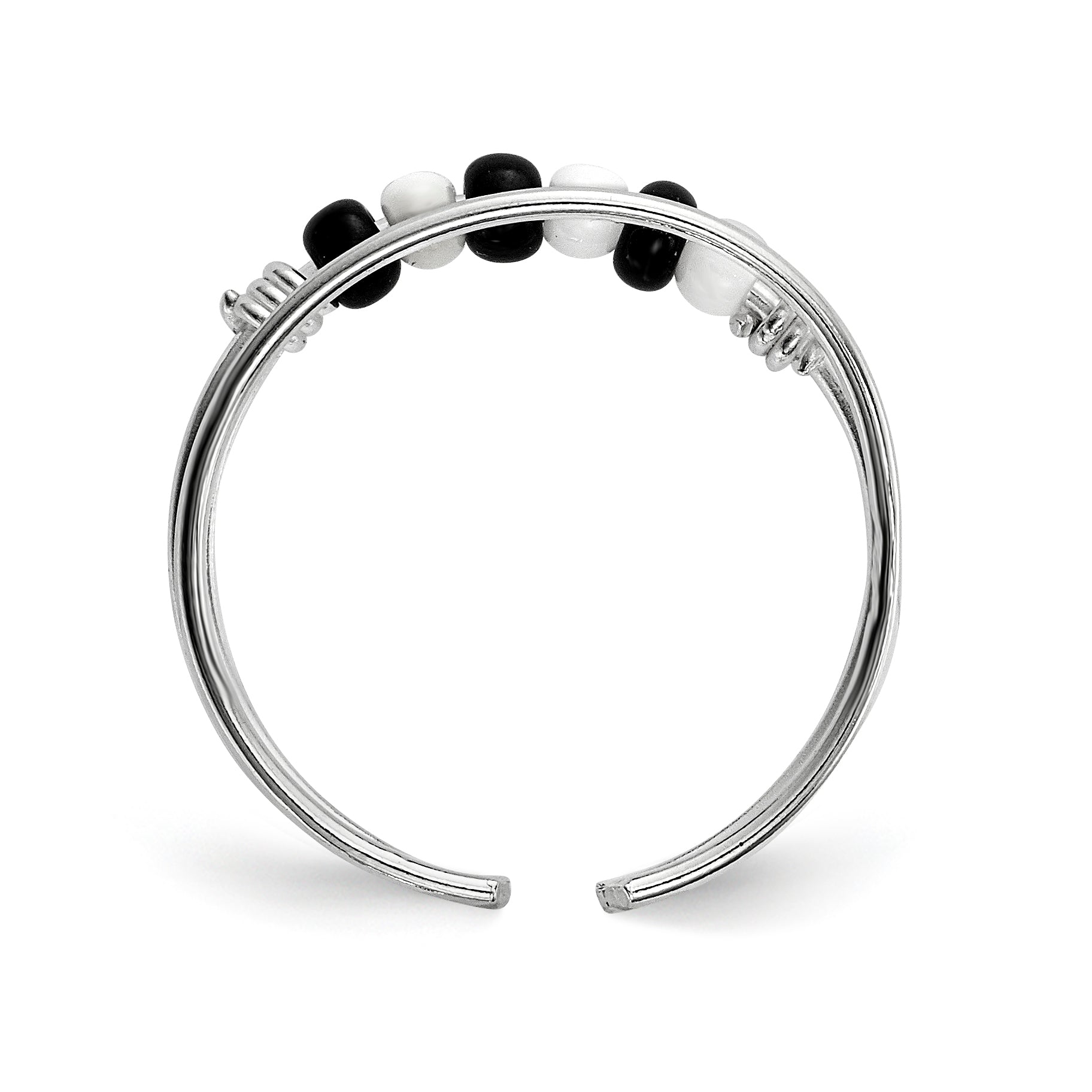 Sterling Silver Black & White Beaded Toe Ring Secondary image