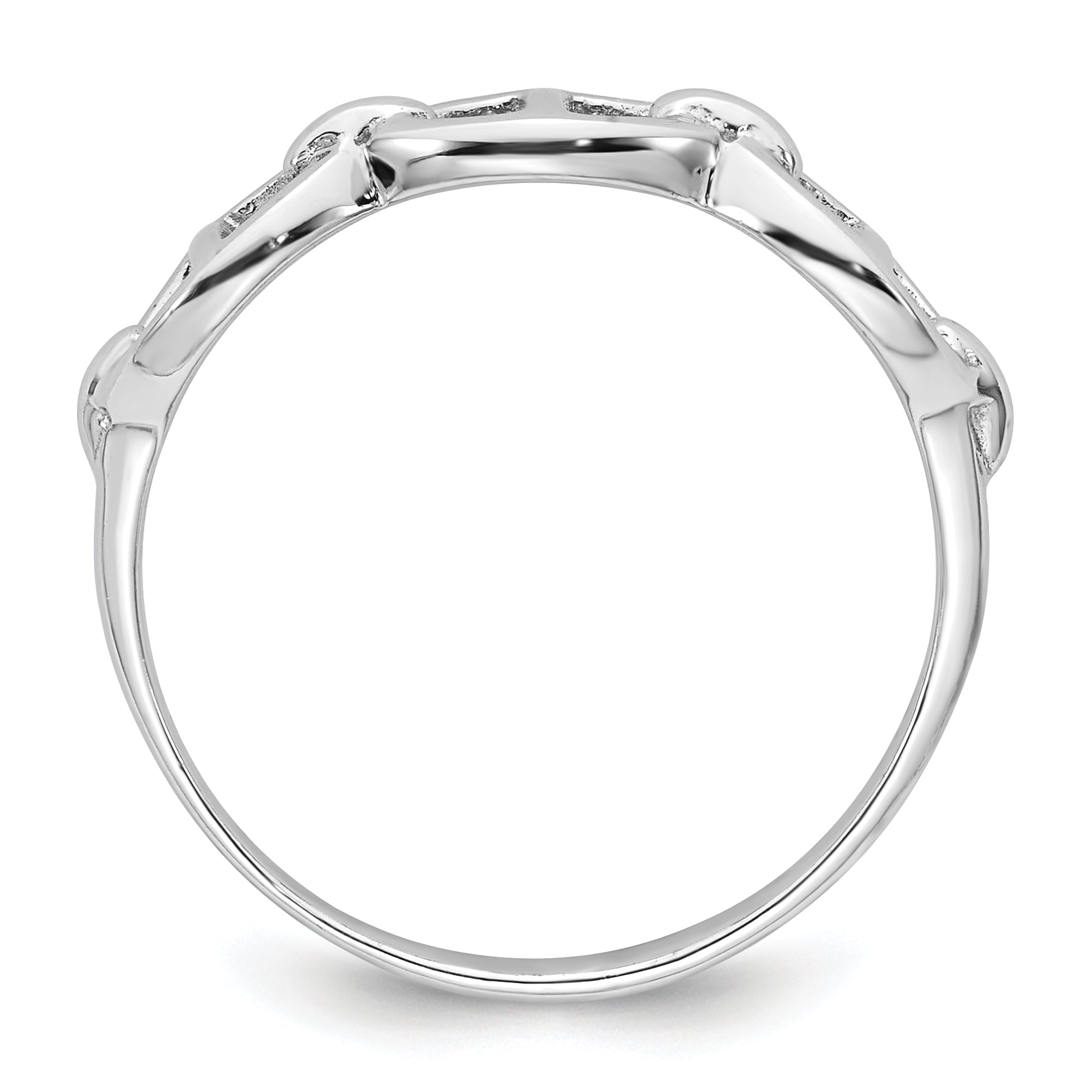 Sterling Silver Rhodium-plated Polished Mariner Link Size 6 Ring Secondary image