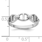 Sterling Silver Rhodium-plated Polished Mariner Link Size 8 Ring