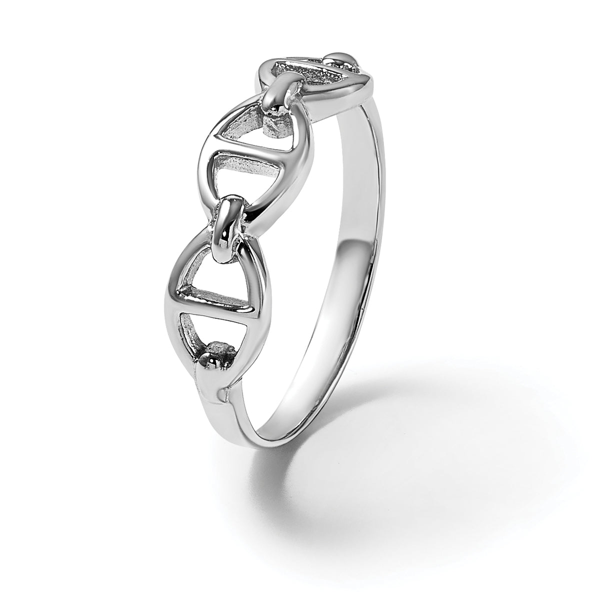 Sterling Silver Rhodium-plated Polished Mariner Link Size 8 Ring