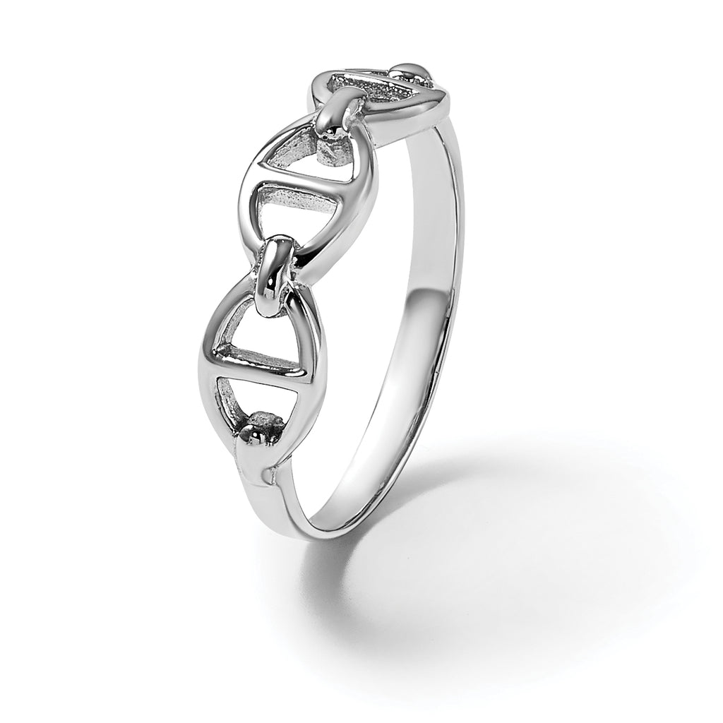 Sterling Silver Rhodium-plated Polished Mariner Link Size 8 Ring