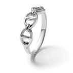 Sterling Silver Rhodium-plated Polished Mariner Link Size 8 Ring