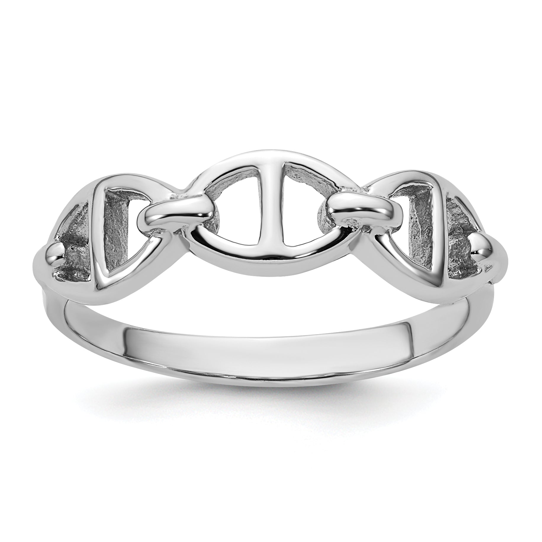 Sterling Silver Rhodium-plated Polished Mariner Link Size 8 Ring Main image