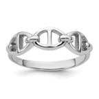 Sterling Silver Rhodium-plated Polished Mariner Link Size 8 Ring