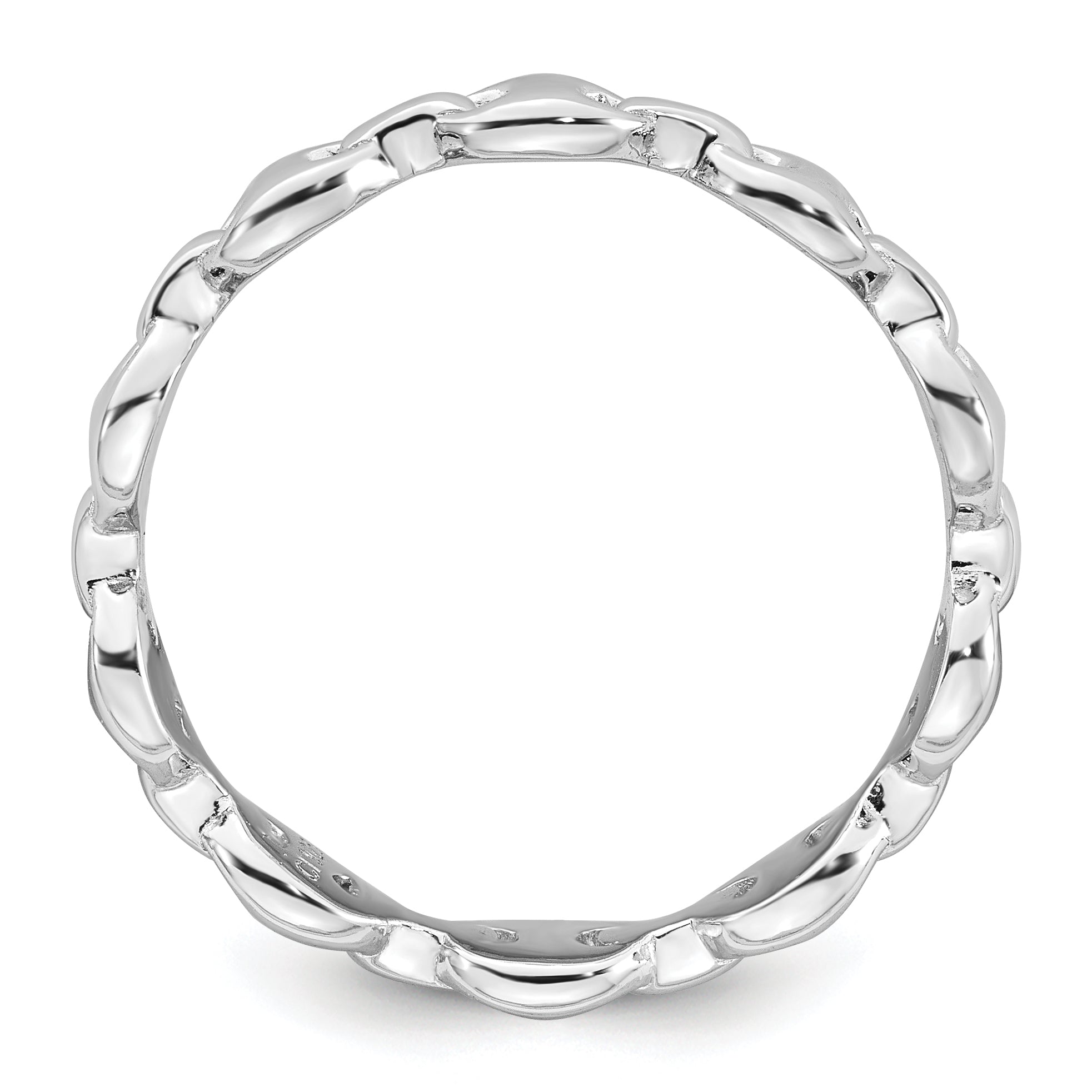 Sterling Silver Rhodium-plated Polished Mariner Link Size 6 Ring Secondary image