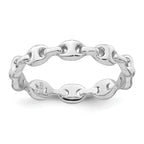 Sterling Silver Rhodium-plated Polished Mariner Link Size 8 Ring