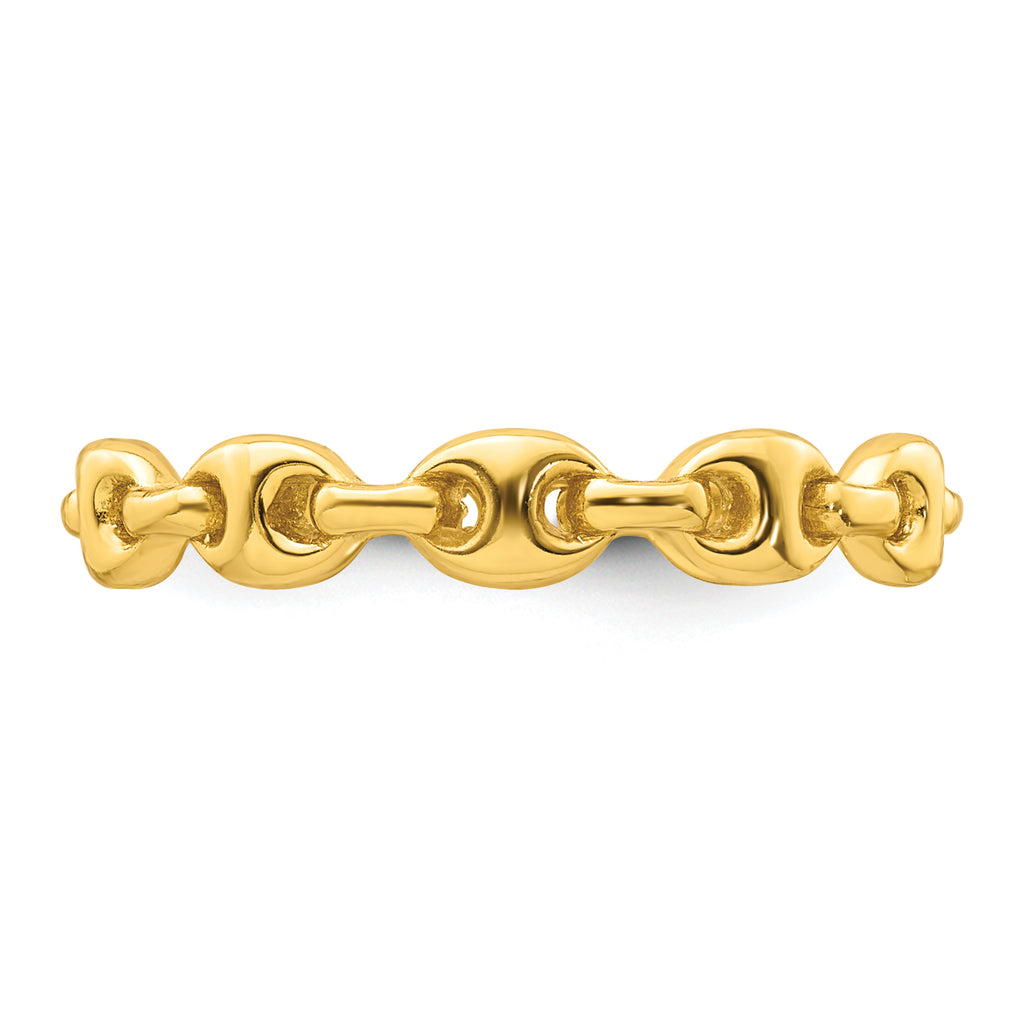 Sterling Silver Gold-tone Polished Mariner Link Size 8 Ring