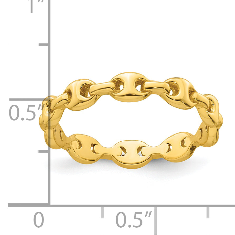 Sterling Silver Gold-tone Polished Mariner Link Size 8 Ring