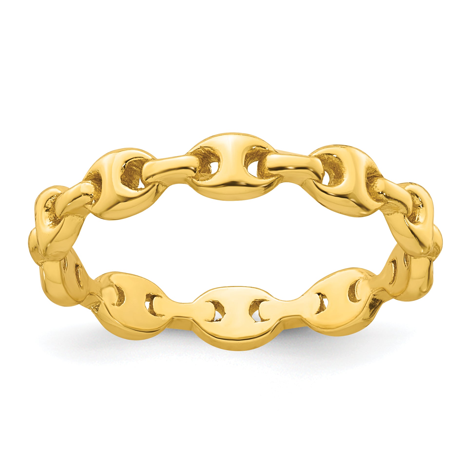 Sterling Silver Gold-tone Polished Mariner Link Size 8 Ring Main image