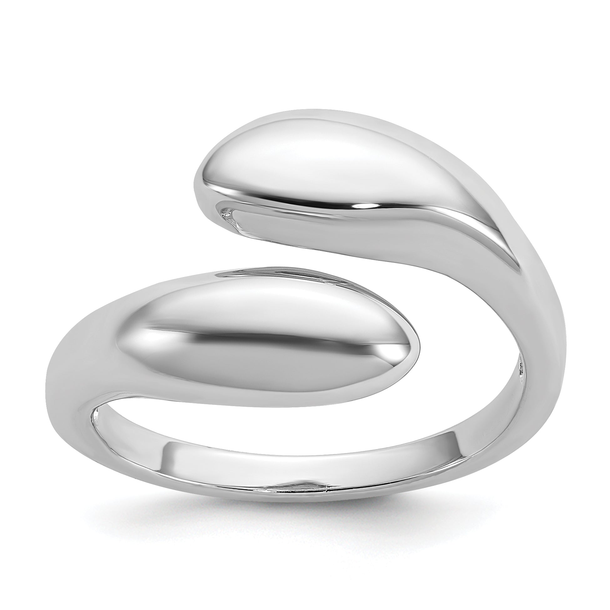 Sterling Silver Rhodium-plated Polished Open Bypass Size 8 Ring