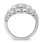 Sterling Silver Rhodium-plated Polished Graduated Beaded Fancy CZ Size 8 Ring