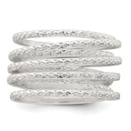Sterling Silver Polished and Textured Wrapped Spring Size 8 Flexible Ring