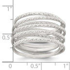 Sterling Silver Polished and Textured Wrapped Spring Size 8 Flexible Ring