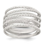 Sterling Silver Polished and Textured Wrapped Spring Size 7 Flexible Ring