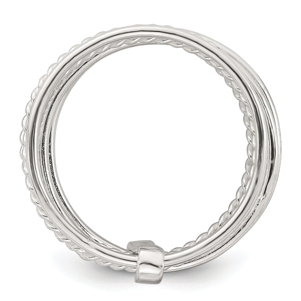 Sterling Silver Polished and Textured Twisted Multi-Band Size 8 Ring