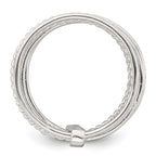 Sterling Silver Polished and Textured Twisted Multi-Band Size 8 Ring
