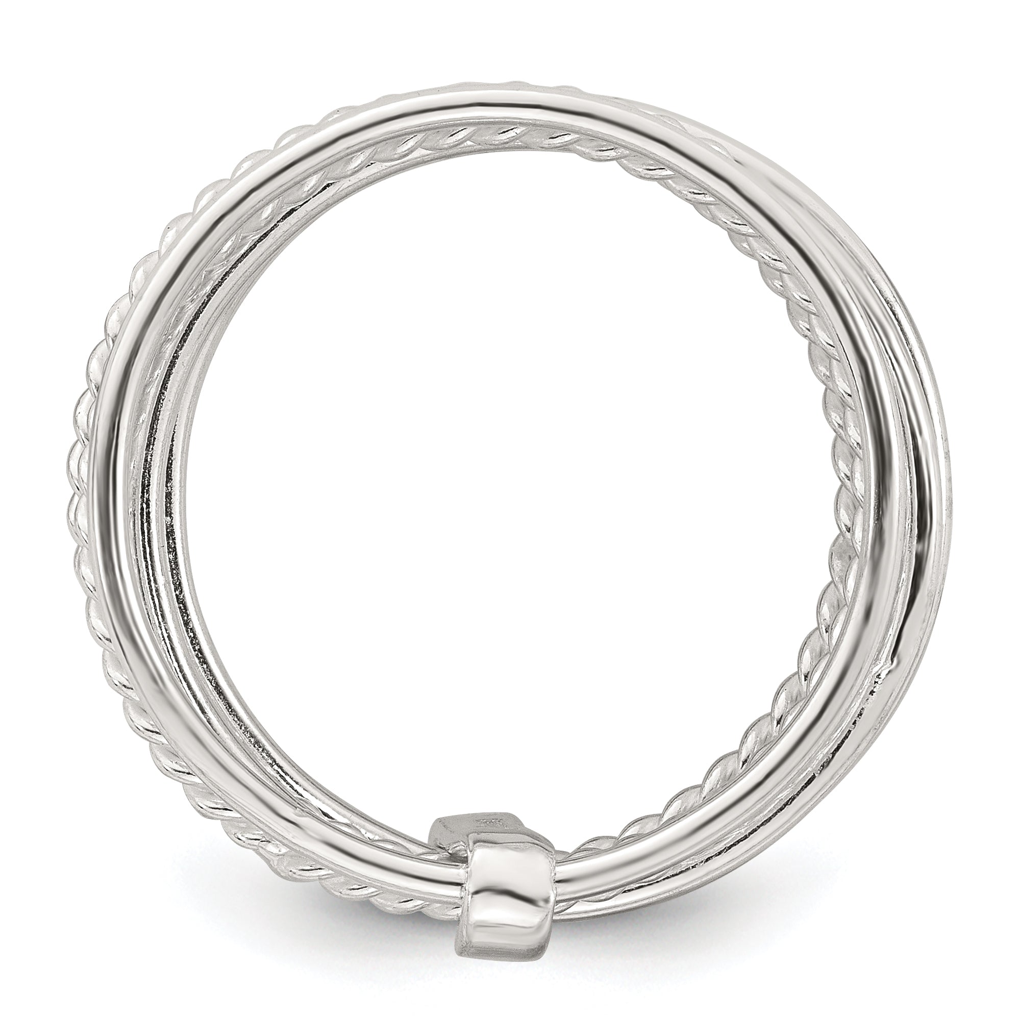 Sterling Silver Polished and Textured Twisted Multi-Band Size 8 Ring