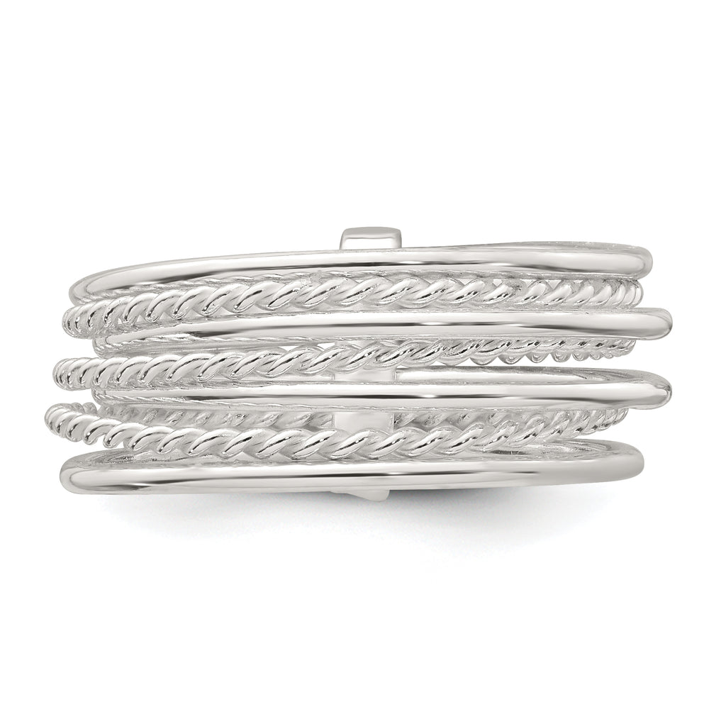 Sterling Silver Polished and Textured Twisted Multi-Band Size 8 Ring