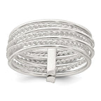 Sterling Silver Polished and Textured Twisted Multi-Band Size 8 Ring