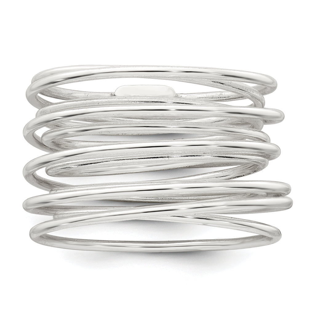 Sterling Silver Polished and Wrapped Spring Size 8 Flexible Ring