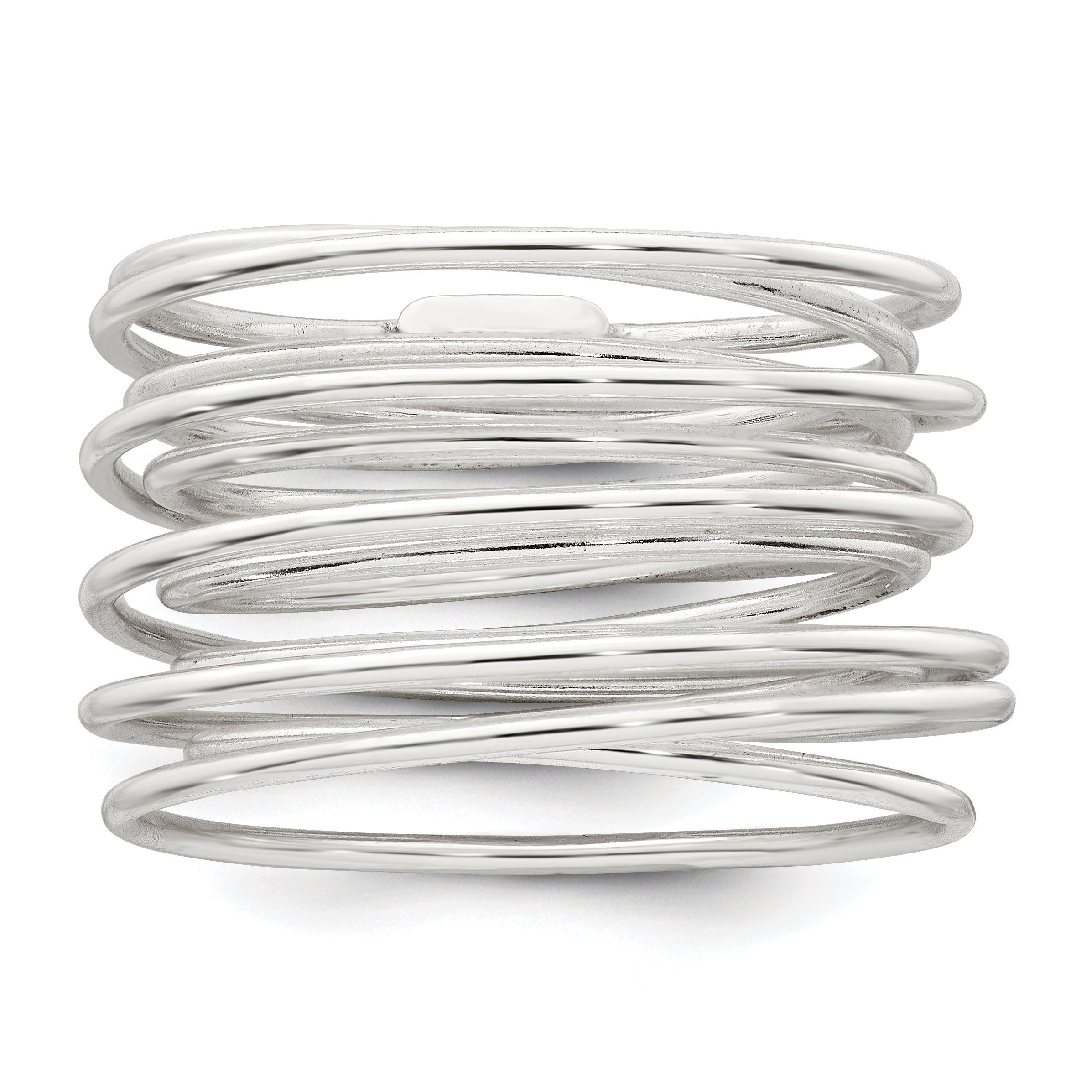Sterling Silver Polished and Wrapped Spring Size 8 Flexible Ring