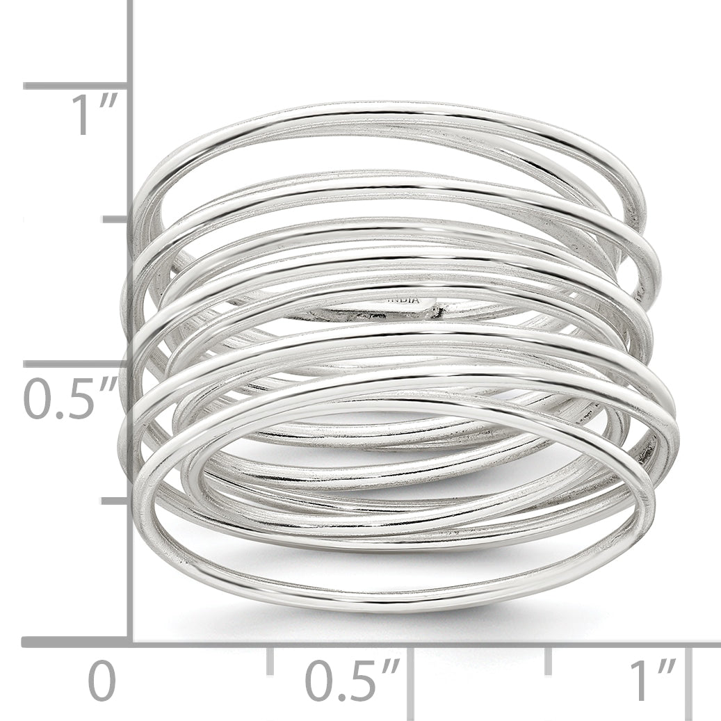 Sterling Silver Polished and Wrapped Spring Size 8 Flexible Ring