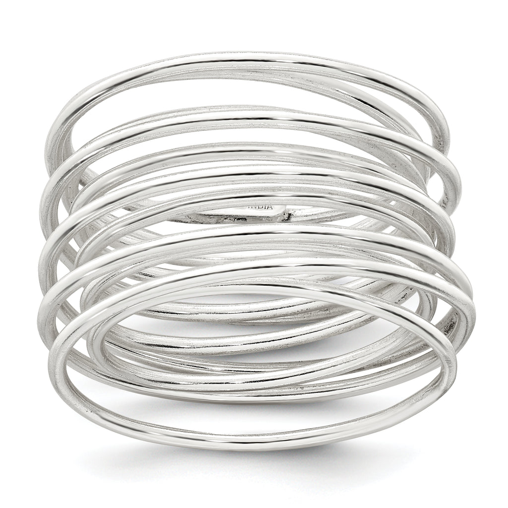 Sterling Silver Polished and Wrapped Spring Size 8 Flexible Ring