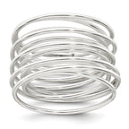 Sterling Silver Polished and Wrapped Spring Size 8 Flexible Ring