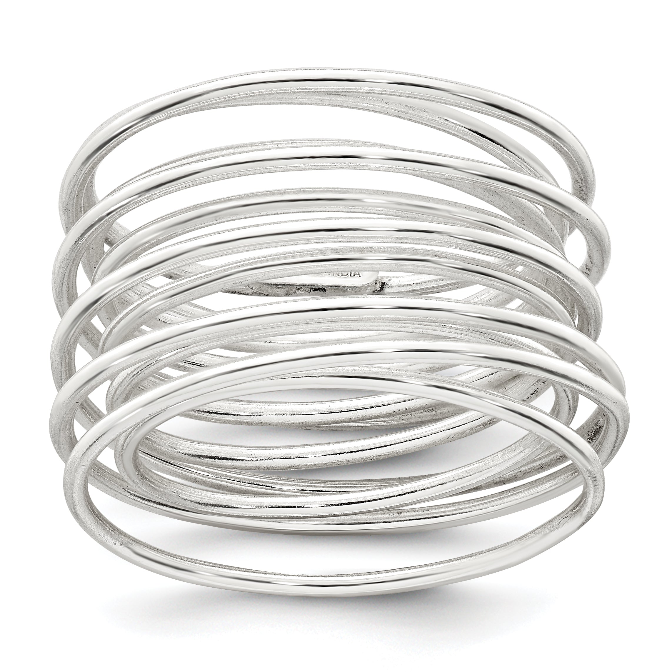 Sterling Silver Polished and Wrapped Spring Size 8 Flexible Ring