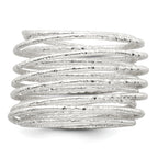 Sterling Silver Polished and Textured Wrapped Spring Size 8 Flexible Ring