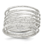 Sterling Silver Polished and Textured Wrapped Spring Size 8 Flexible Ring