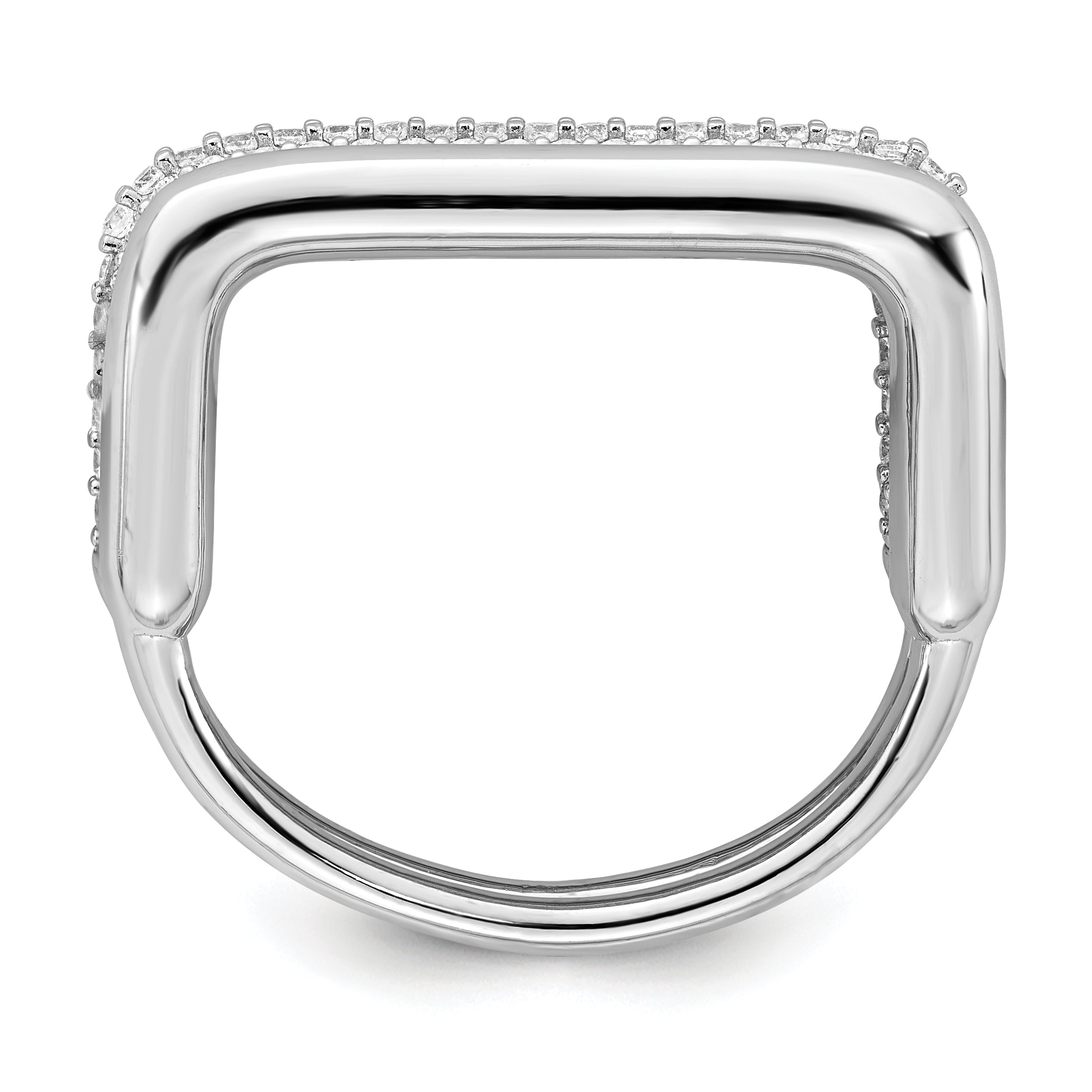 Sterling Silver Rhodium-plated Polished and Pave CZ Square Size 6 Two Ring Set Secondary image
