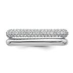 Sterling Silver Rhodium-plated Polished and Pave CZ Square Size 8 Two Ring Set