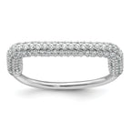 Sterling Silver Rhodium-plated Polished and Pave CZ Square Size 8 Two Ring Set