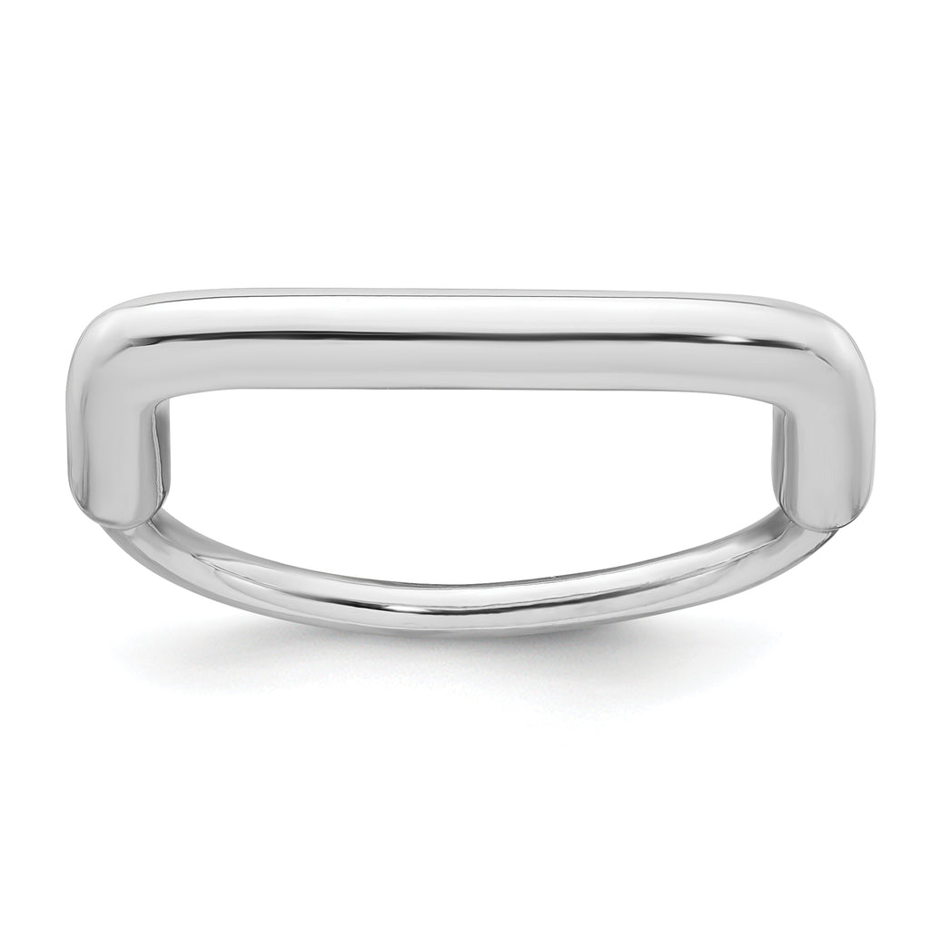 Sterling Silver Rhodium-plated Polished and Pave CZ Square Size 8 Two Ring Set